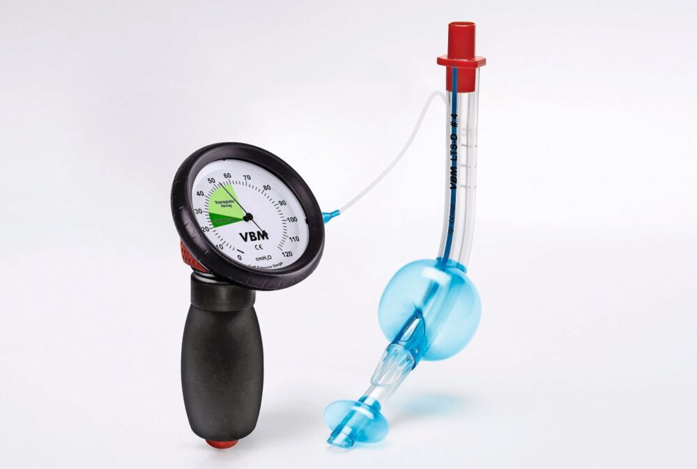 Thanks to VBM's reliable quality, this product is in demand from customers all over the world: "Universal" cuff manometer with laryngeal tube © VBM Medizintechnik GmbH