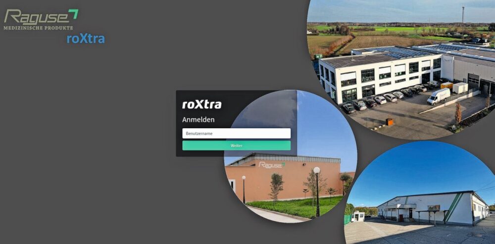 This is how the login page of the Roxtra software solution looks at the medical device manufacturer Raguse with its three locations © Raguse